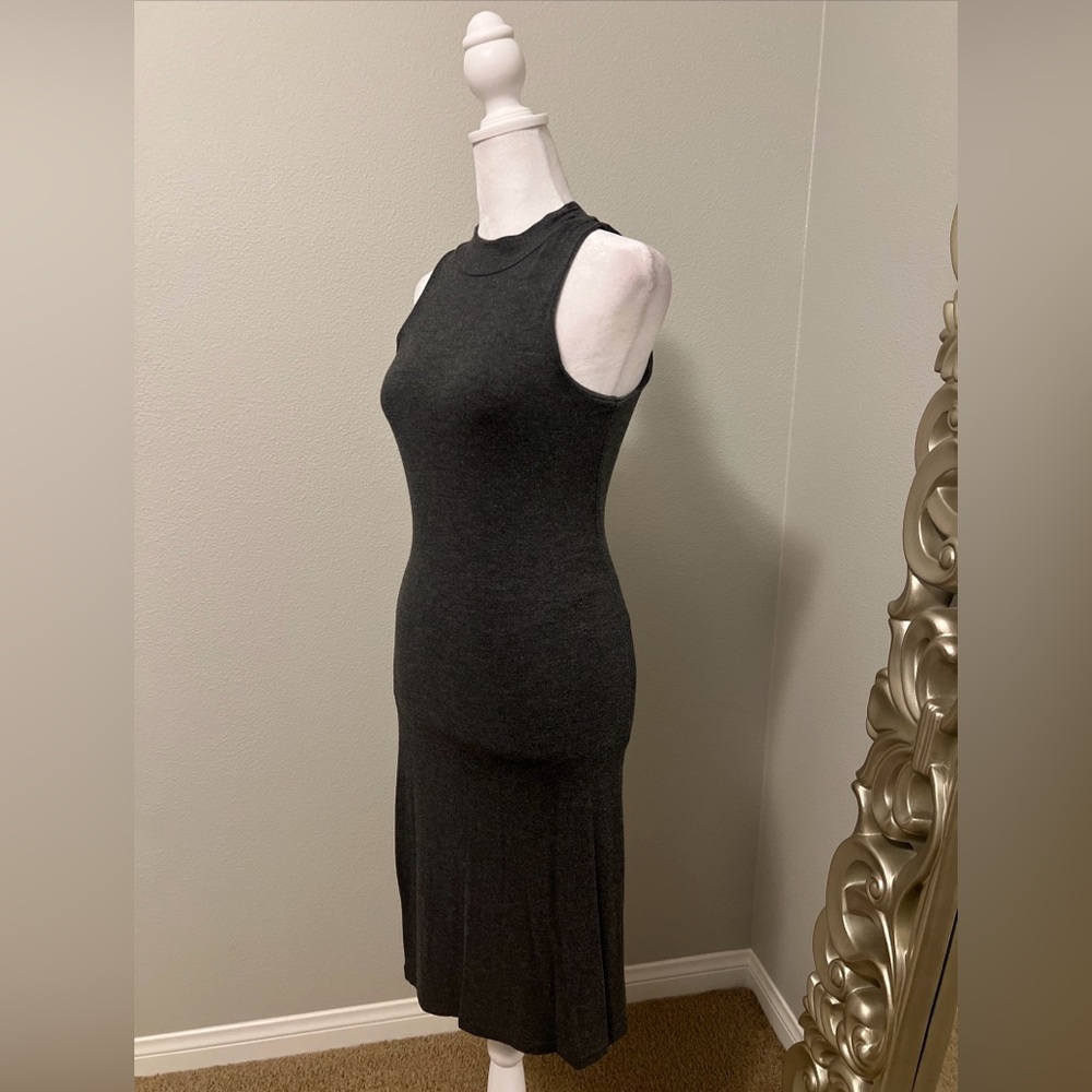 Velvet Torch Charcoal Gray Sleeveless Mockneck Midi Bodycon Dress Size Small - Picture 2 of 9